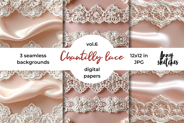 Coquette Lace Valentine Digital Paper Kit Rococo Patterns