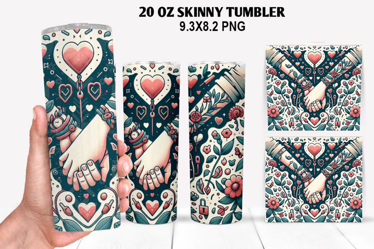 Valentine Skinny Tumbler 20oz Wrap Design, Valentine Tumbler