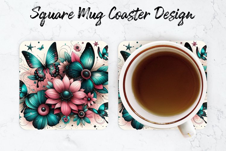 Butterflies Mug coaster | Coaster | Sublimation example image 1