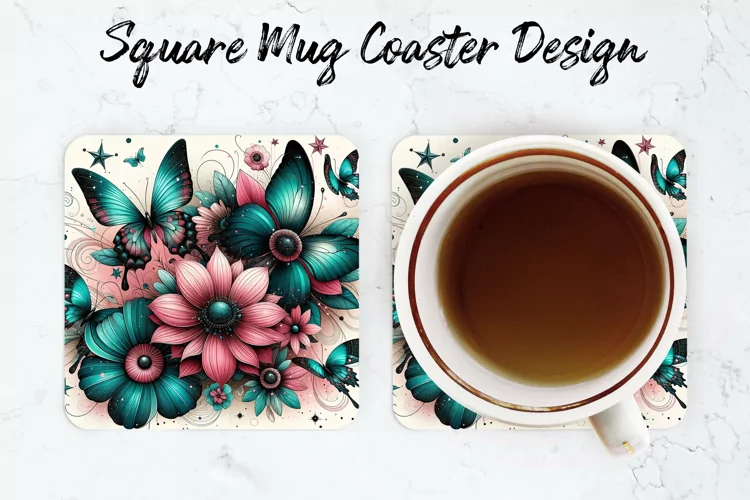 Butterflies Mug coaster | Coaster | Sublimation