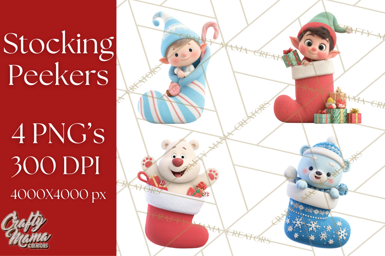 Christmas Stockings & Sleighs Clipart PNG Cute Holiday
