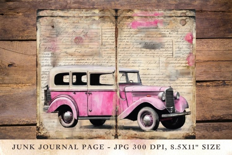 Printable Junk Journal Pages pink car 4