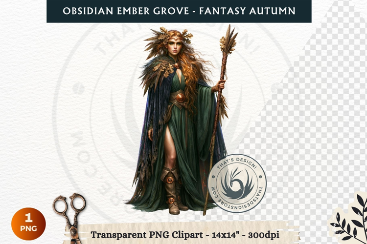 Dark Autumn Fantasy Clipart PNG for RPG Obsidian Ember Grove
