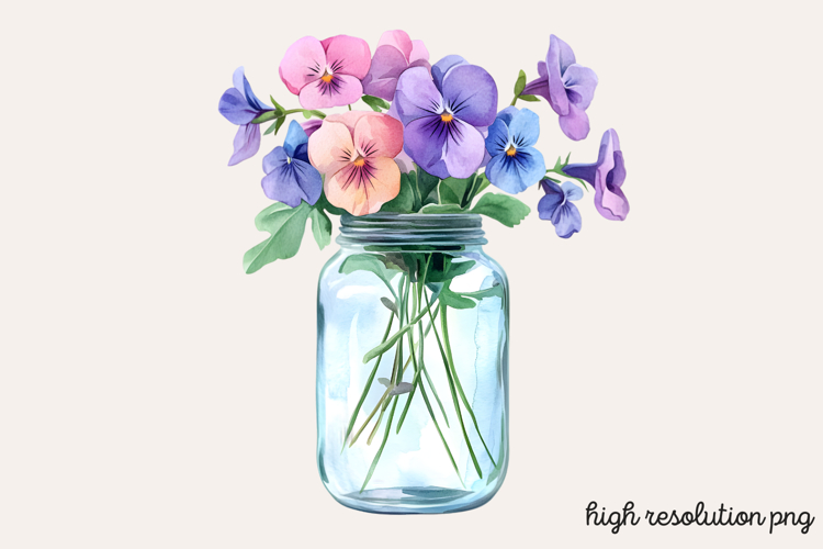 Sweet Pea Flower Watercolor Clipart PNG