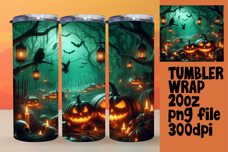 Bright 20oz Tumbler Wrap Design , Horror Halloween