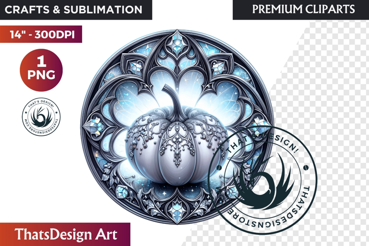 Halloween Gothic stained Glass Pumpkin Clipart