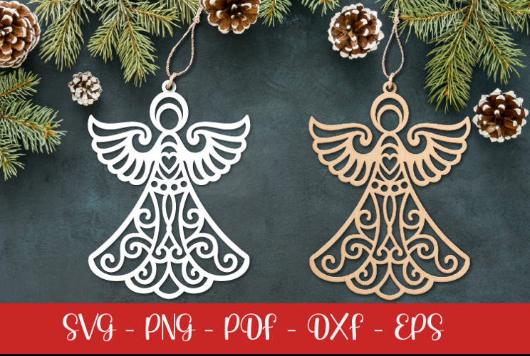 Christmas Angel laser SVG PNG| Christmas ornament