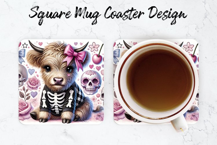 Halloween Highland Cow Mug coaster | Coaster | Sublimation