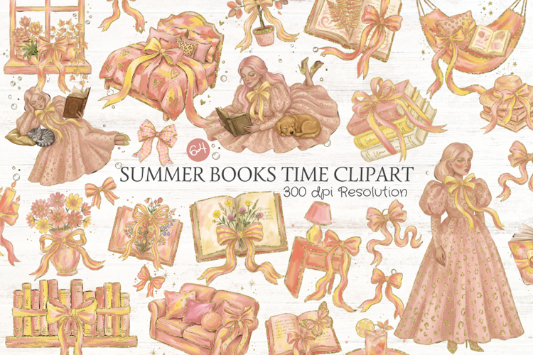 Summer Books Time Clipart
