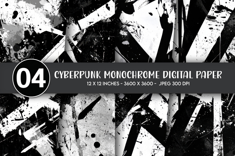 Cyberpunk Monochrome Digital Paper