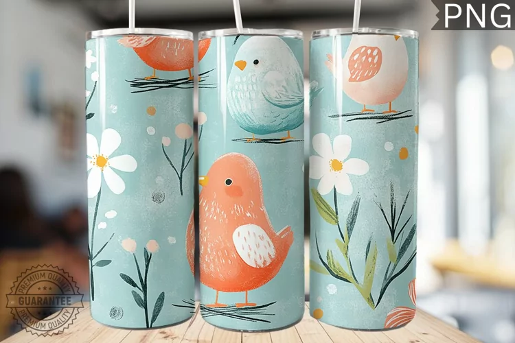 Spring Easter Tumbler Wrap - High Quality 300 Dpi