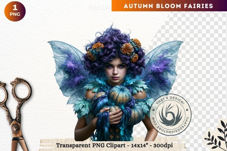 Autumn Bloom Floral Fairy Clipart, Mythical Fantasy PNG example image 1