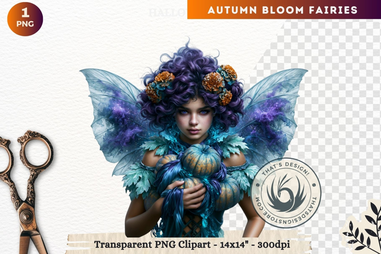 Autumn Bloom Floral Fairy Clipart, Mythical Fantasy PNG