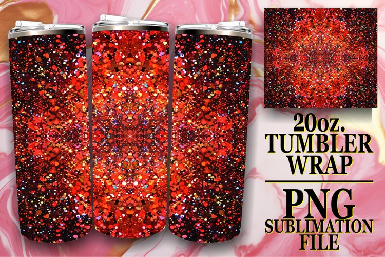 Red Glittered Tumbler Wrap Sublimation