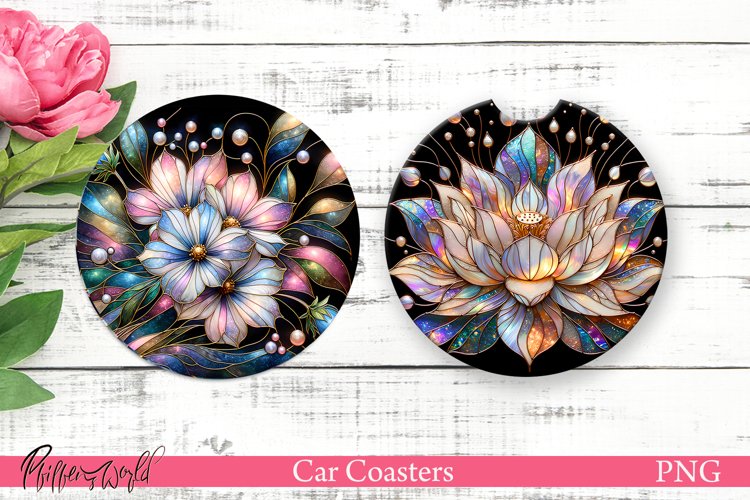 Car Coasters | Pearl Flowers | Sparkling Flowers