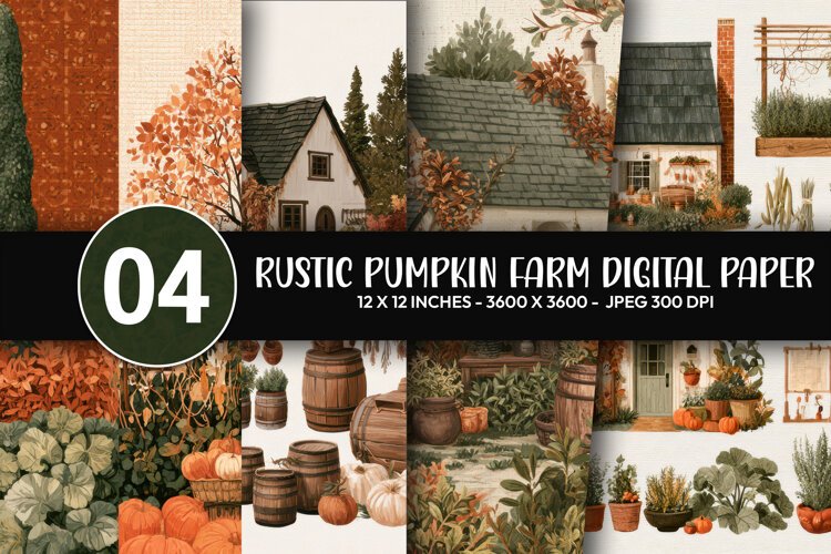 Rustic Pumpkin Farm Digital Paper example image 1