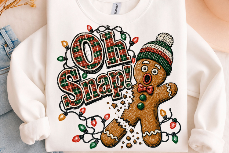 Oh Snap Gingerbread Christmas Holiday T-Shirt Design