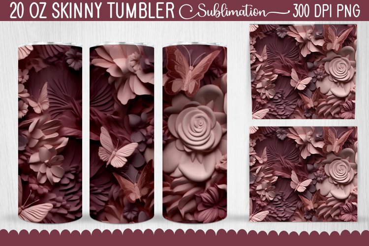 Butterfly Tumbler Wrap | 3D Butterfly Flowers Tumbler Wrap