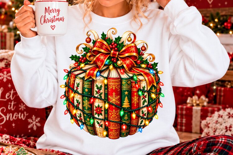 Christmas Books with Bow Sublimation PNG example image 1