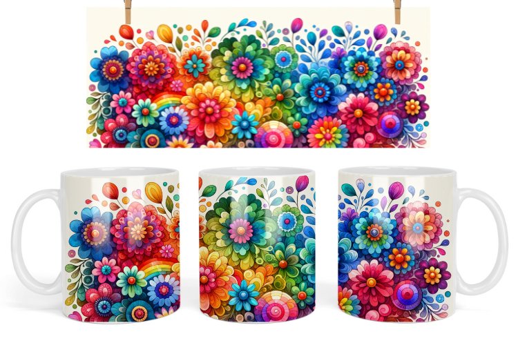 Flowers mug design, Watercolor Floral Coffee Mug
