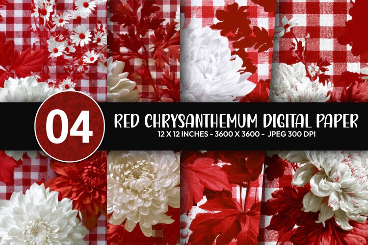 Red Gingham Pattern Digital Paper example image 1