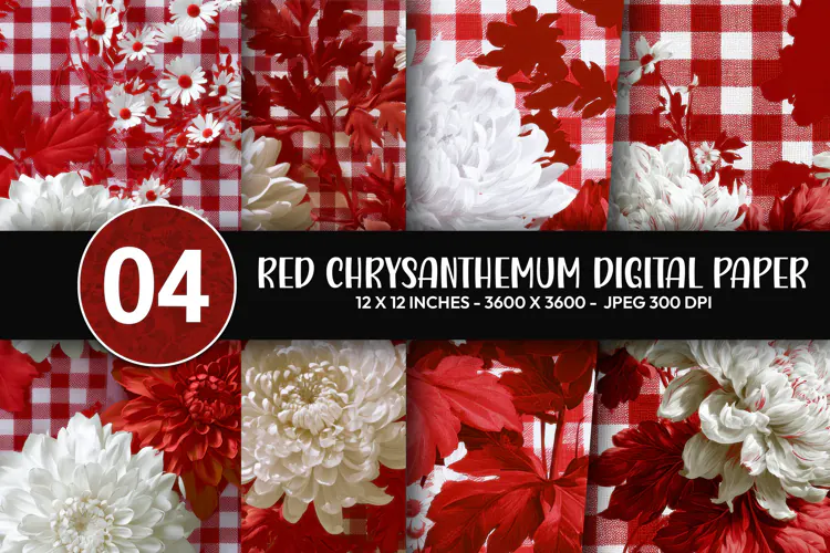 Red Gingham Pattern Digital Paper