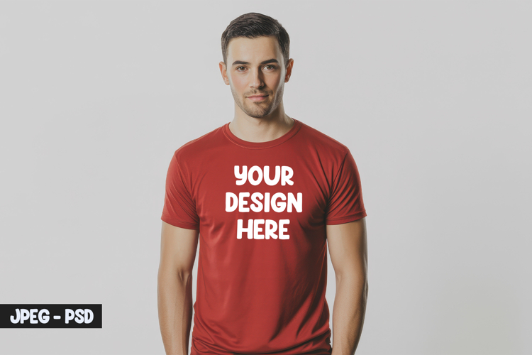 Red T-Shirt PSD Mockup Front View