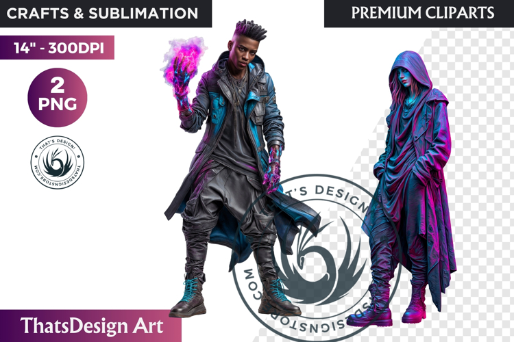 Urban Neon Witch Sublimation Graphics, Cyberpunk PNG