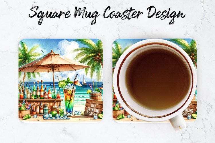 Beach Party Mug coaster | Coaster | Sublimation Design example image 1