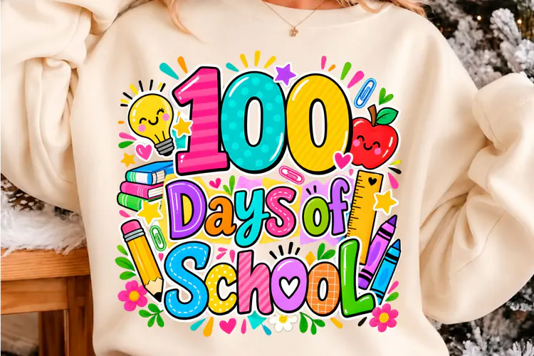 100 Days of School Colorful Supplies PNG