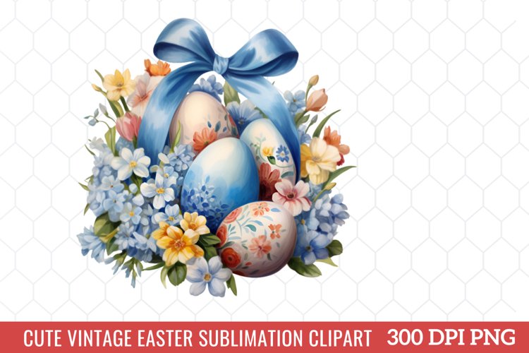 Cute Vintage Easter Sublimation Clipart example image 1