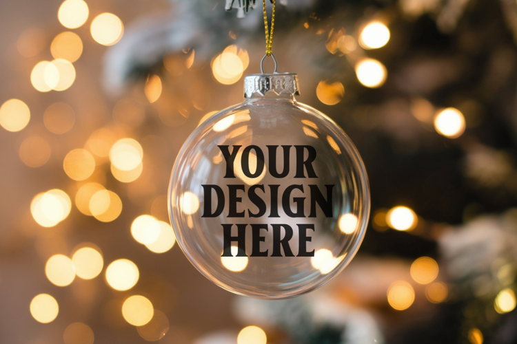 Acrylic Christmas Ornament Mockups | Clear Holiday Ornament