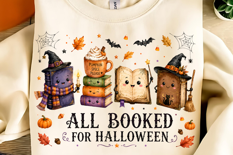 All Booked for Halloween PNG Clipart, Funny Halloween PNG