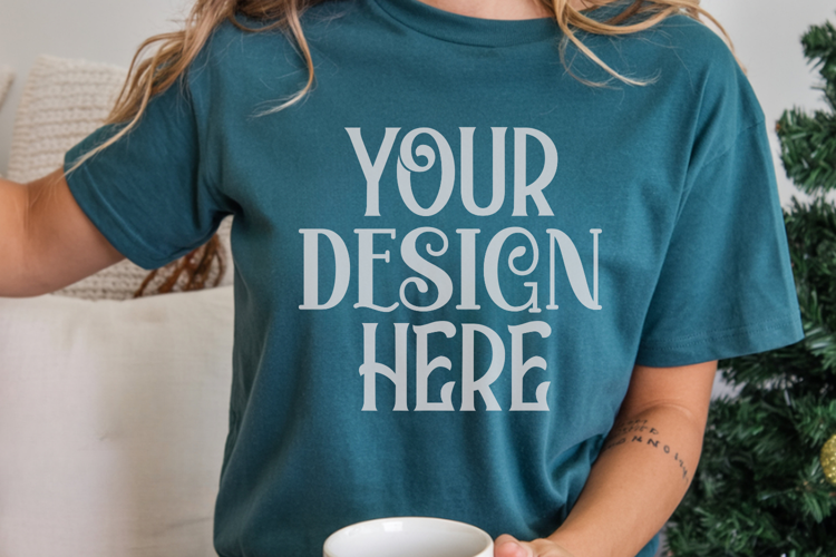Blue Spruce Comfort Colors 1717 Christmas Mockup, CC 1717
