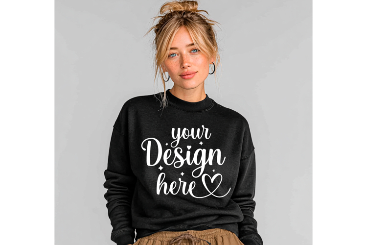 Gildan 18000 Black mockup, Gildan blank mockup