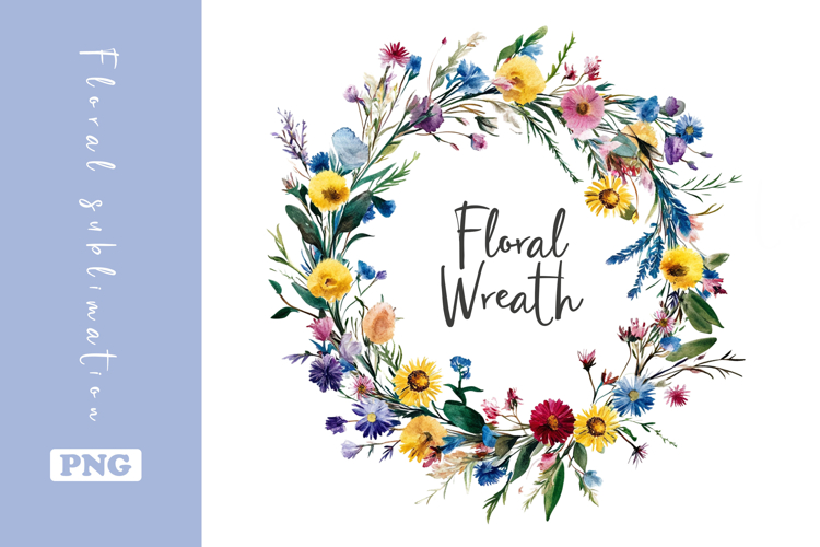 Watercolor Lovely Wildflower Wreath Clipart