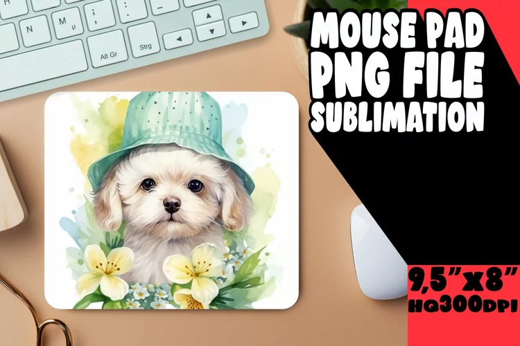 Artistic Dog and Floral Pad