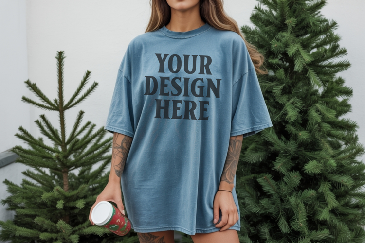 Bay Christmas Comfort Colors 1717 TShirt Mockup,cc1717 mock