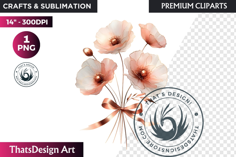 Rose Gold Pink flowers Clipart, Abstract Flowers Wedding PNG