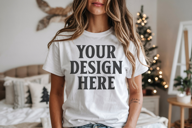 Christmas Bella Canvas 3001Silver Shirt Mockup ,Trandy