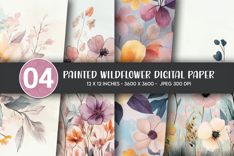 Painted Wildflower Digital Paper