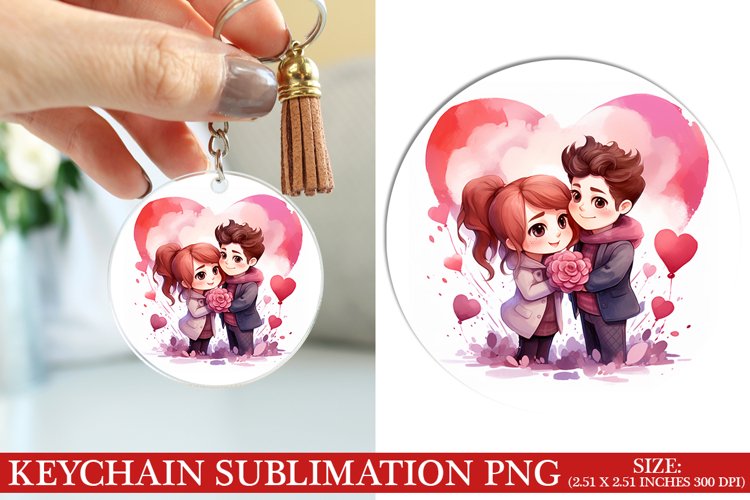 Valentines Day Photo Keychain Sublimation PNG Design