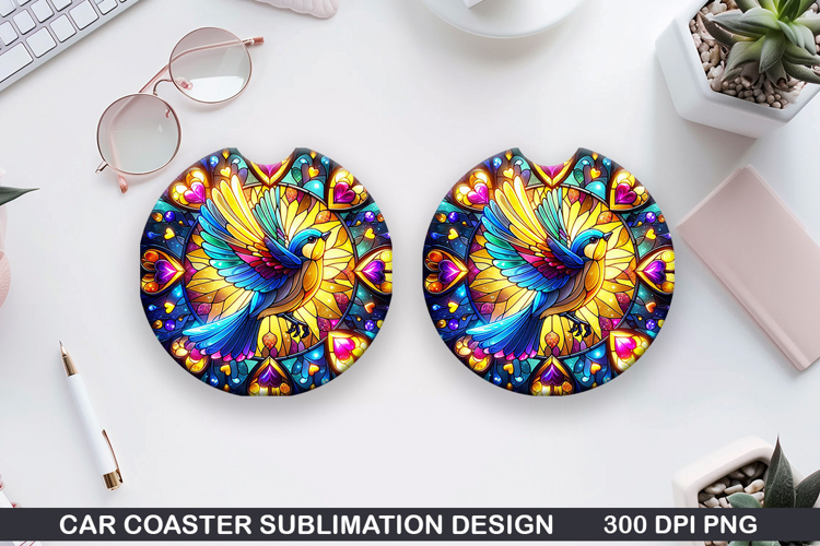 Robin Car coaster sublimation, Valentines Coaster PNG
