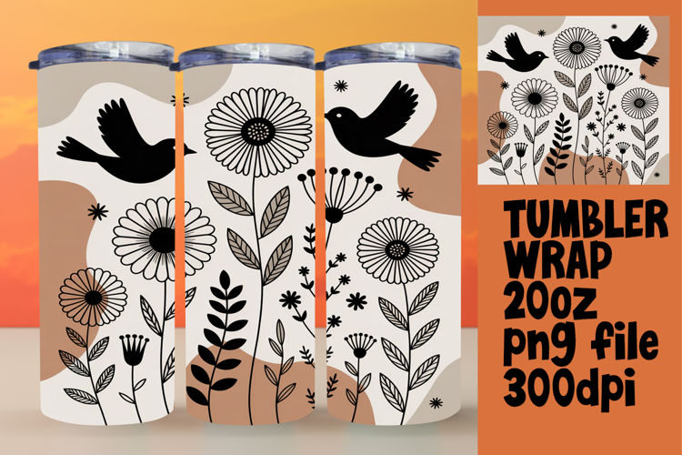 Stylish 20oz Tumbler Design , Birds