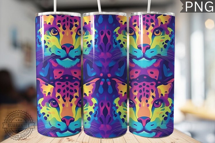 Rainbow Leopard Print Tumbler Wrap - High Quality 300 Dpi
