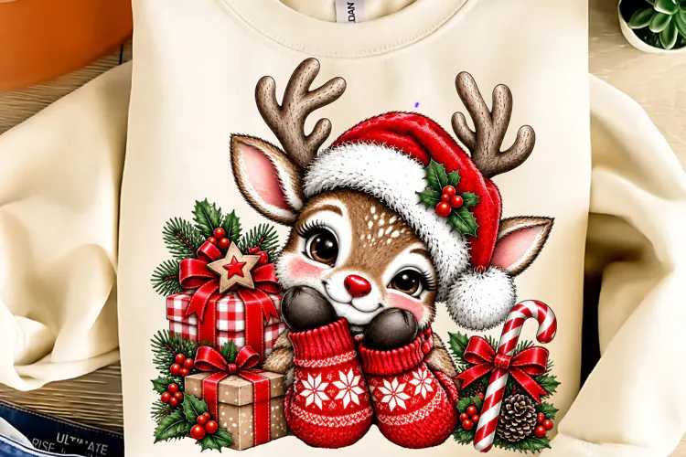 Funny Christmas PNG, Cute Reindeer Christmas Sublimation
