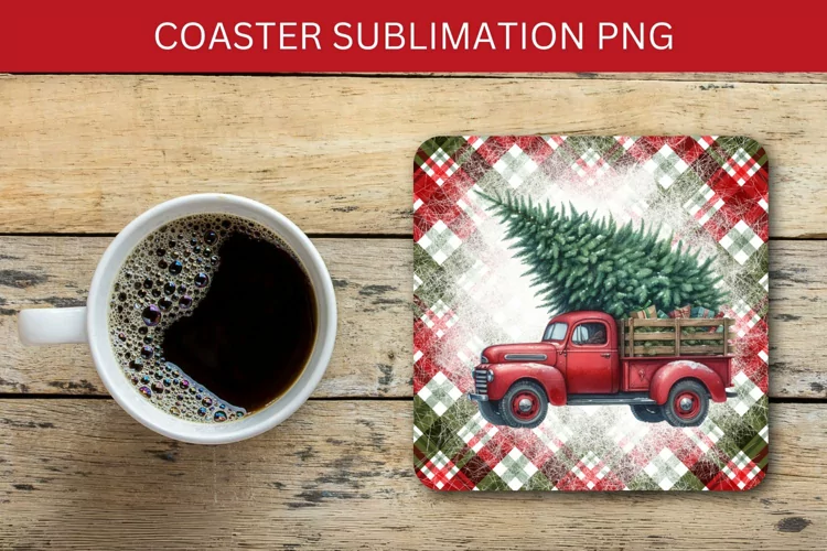 square coaster - christmas truck