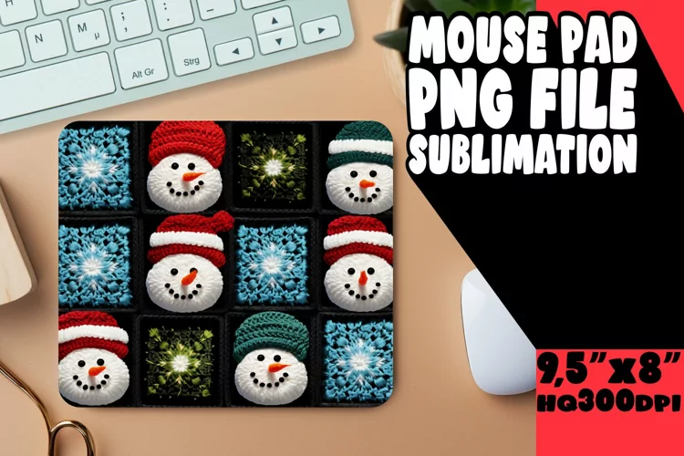 Whimsical 3D Embroidered Holiday Pattern Mouse Pads