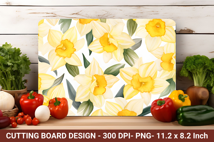 Watercolor Daffodil Flowers Cutting Board | Cutting Board pn