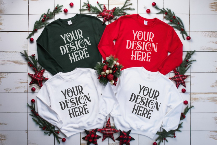 Christmas Family Matching Flat Lay T-Shirt Mockups